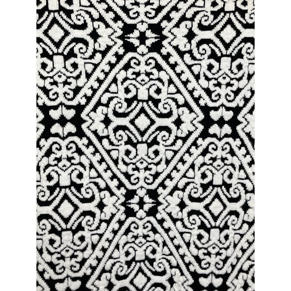 Icelandic Design Black White Jacquard Knit Cardigan Coat Medium Wool Blend - Picture 8 of 10